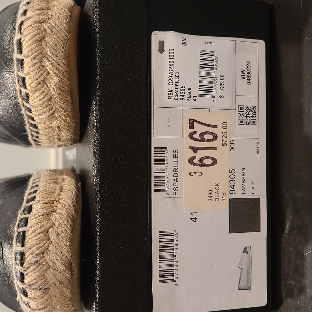 Chanel Black Leather Espadrilles with Woven Trim